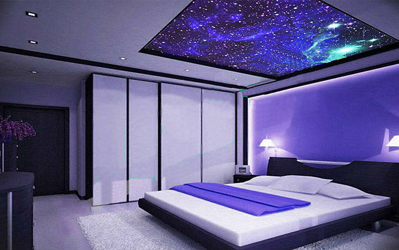 Потолок звездное небо в спальной комнате